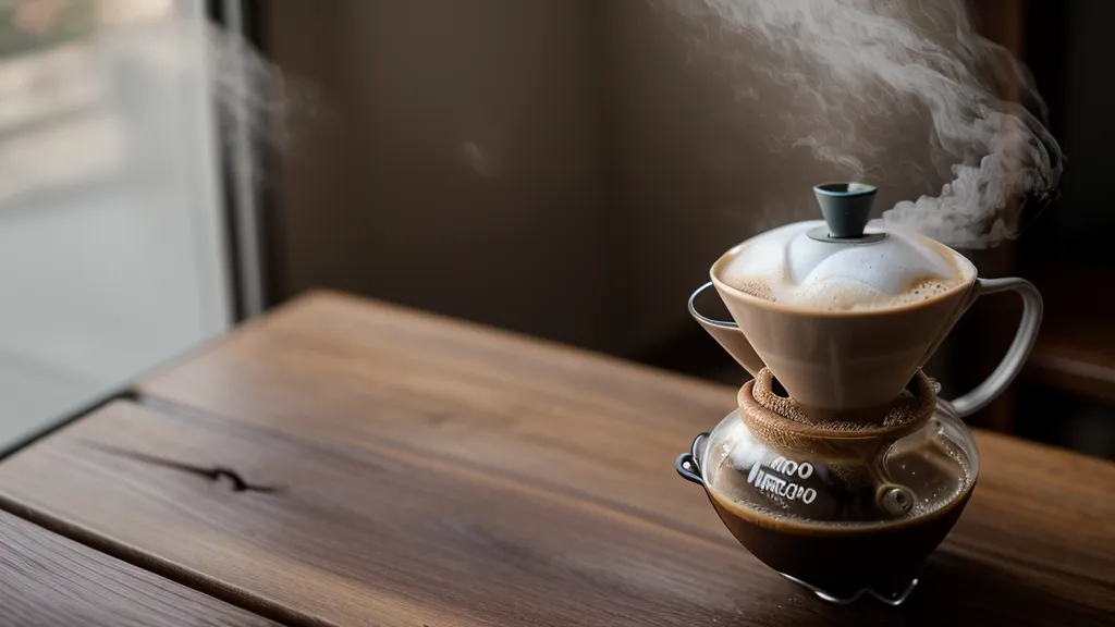 Proceso de extracción de café en método V60 mostrando el bloom