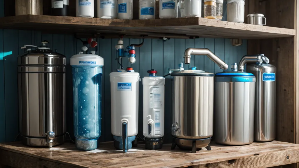 Sistema de filtración de agua profesional con cartuchos de resina iónica.