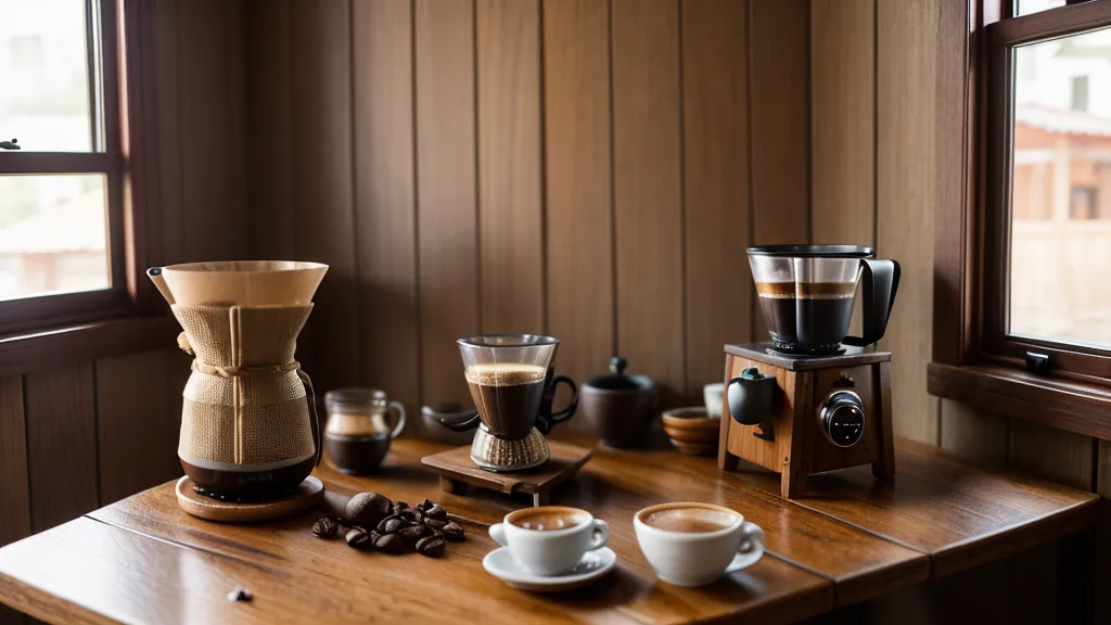 Pizarrón con ratios de extracción y orígenes de café en barra de cochera