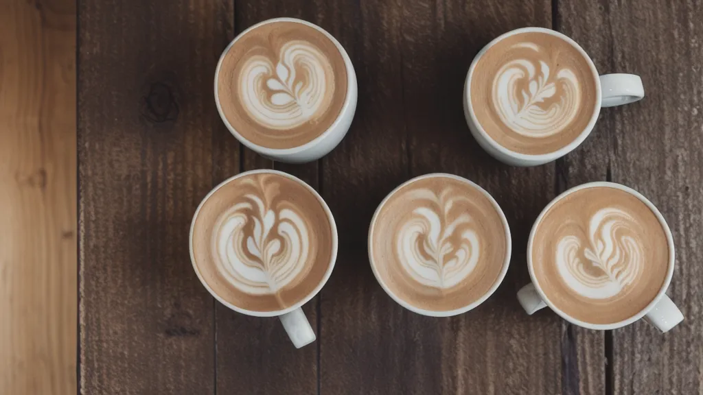 Comparación entre latte art perfecto y espuma vegetal cortada en tazas de café