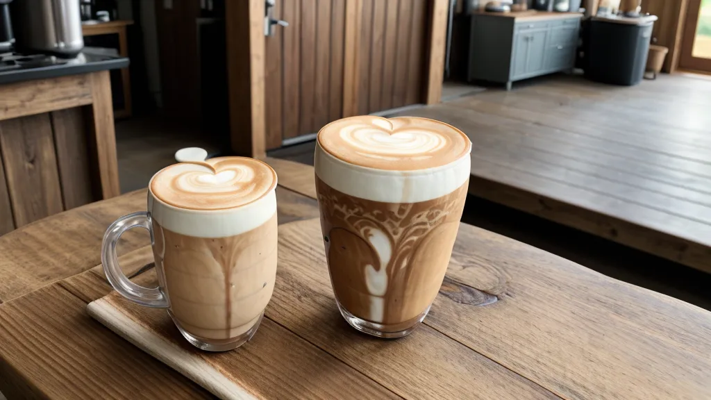 Latte art junto a un libro de química del café sobre la barra