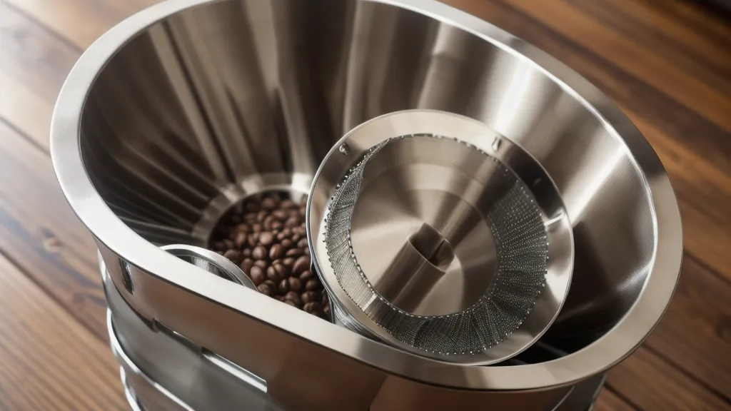 Canasta de 58mm preparada para extracción de espresso en portafiltro sin fondo